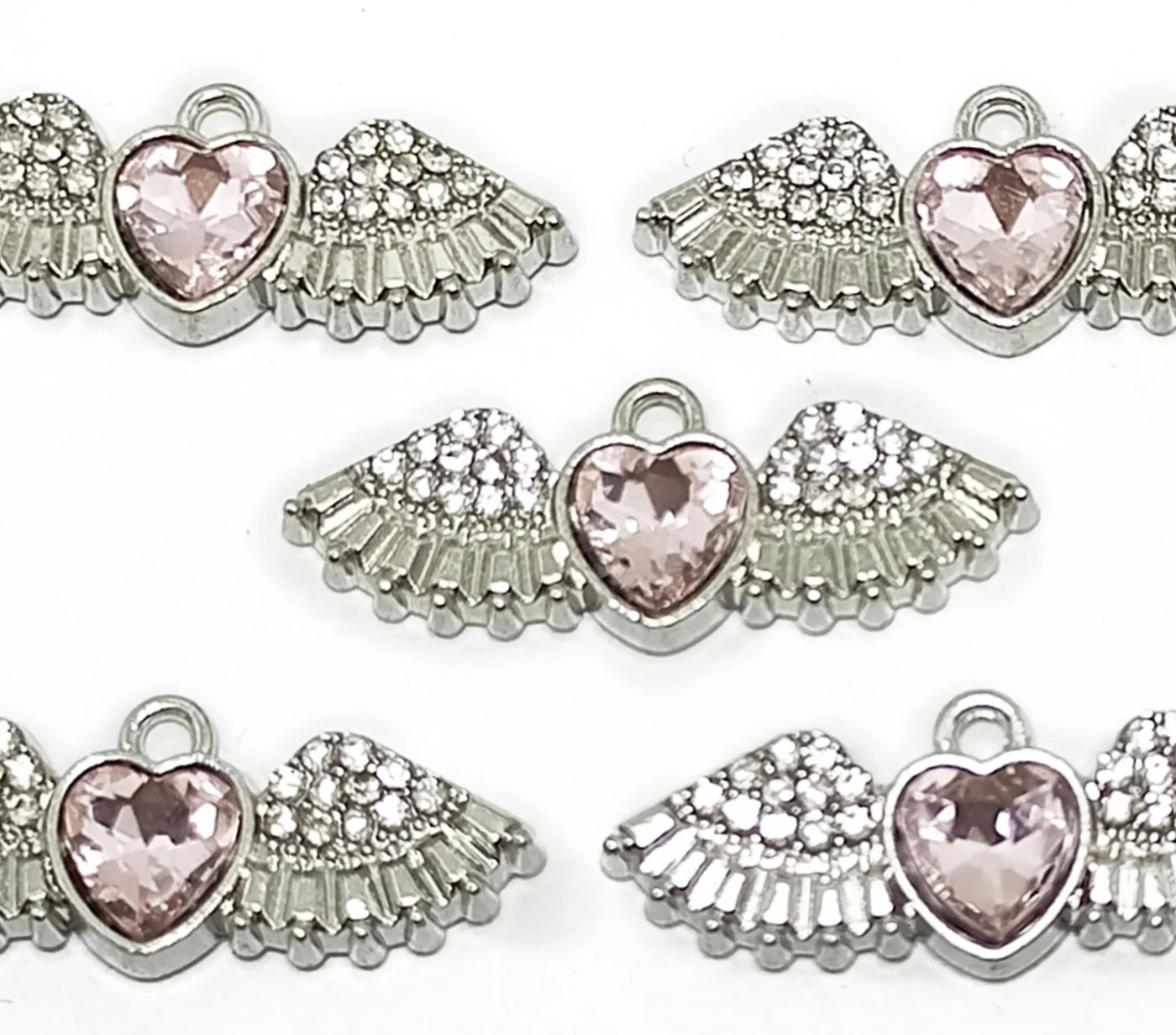 Light Pink & Silver Eagle Bird Shape Jewelry Charms