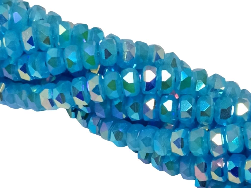 Teal Blue Rainbow New Half Cut Crystal Beads