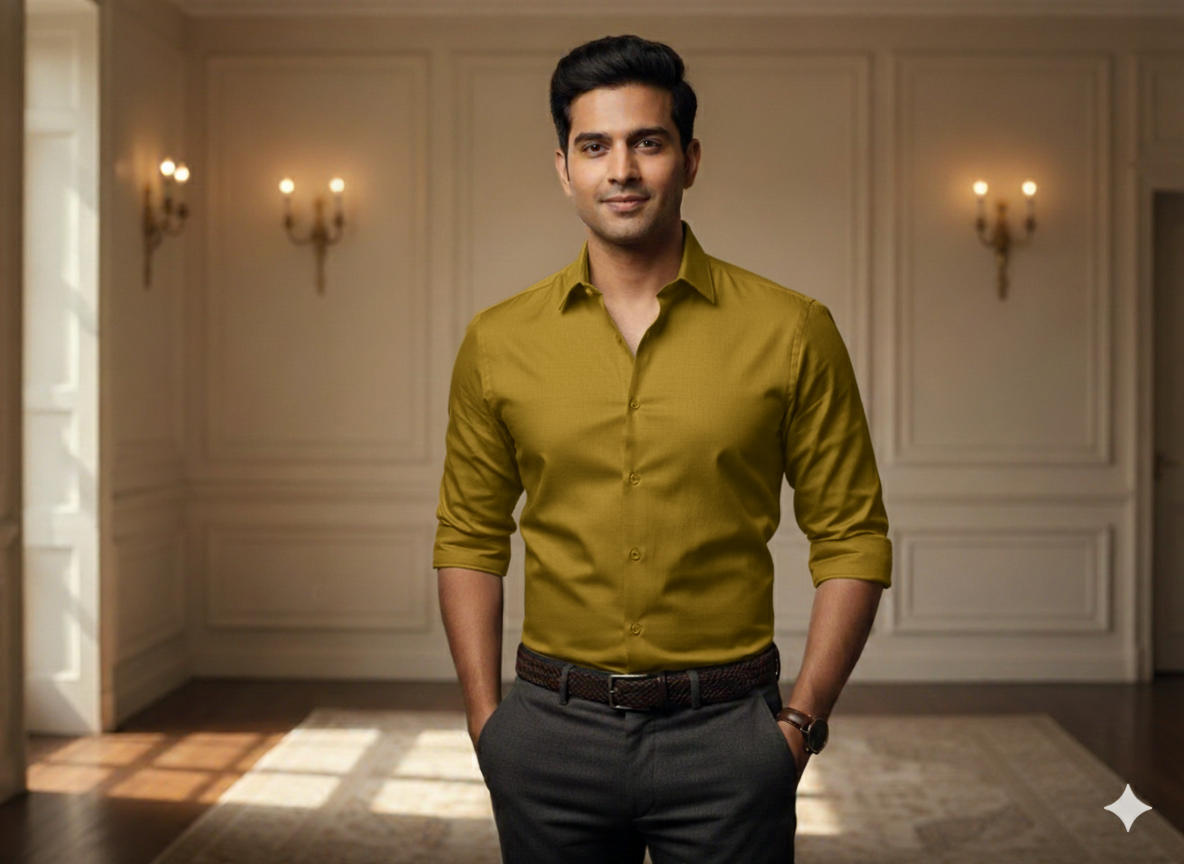 मंद सुनहरा पीला सादा चमकीला सूती कपड़ा