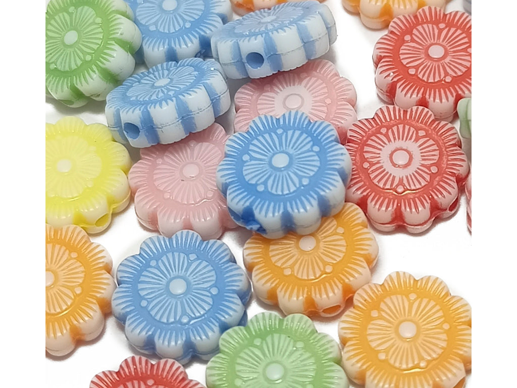 Multicolor Flower Acrylic Beads