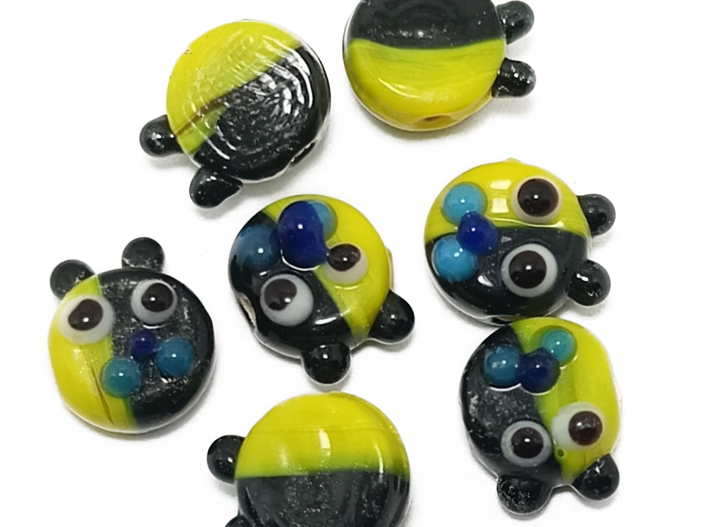 Black & Green Glass Charms with Hole