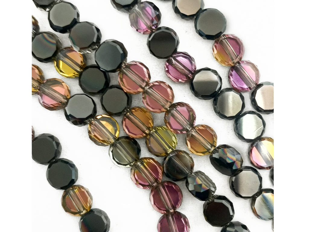 Black & Transparent Flat Base Spherical Crystal Beads (Wholesale)