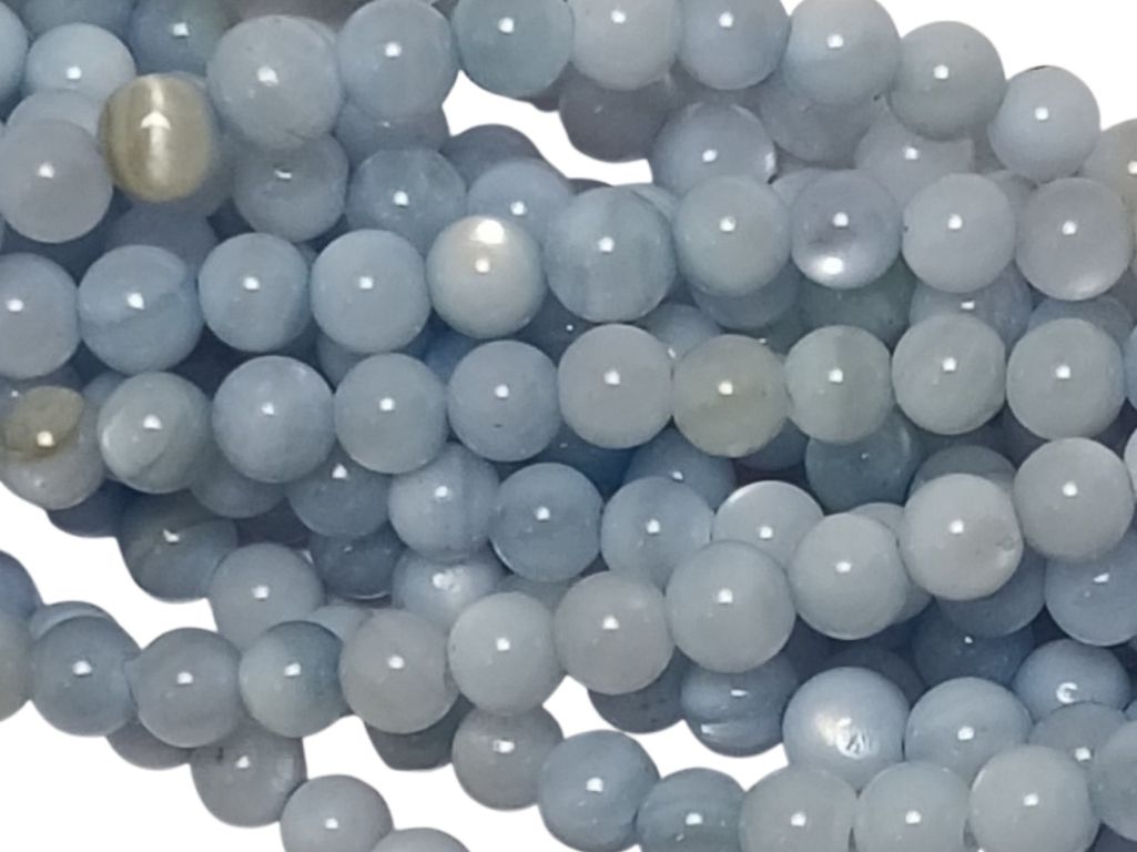 Slate Blue Spherical Glossy Mother of Pearl Beads
