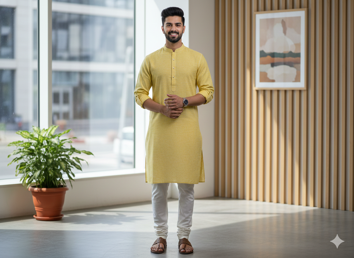 हल्का पीला सादा प्रीमियम कॉटन लिनन कपड़ा