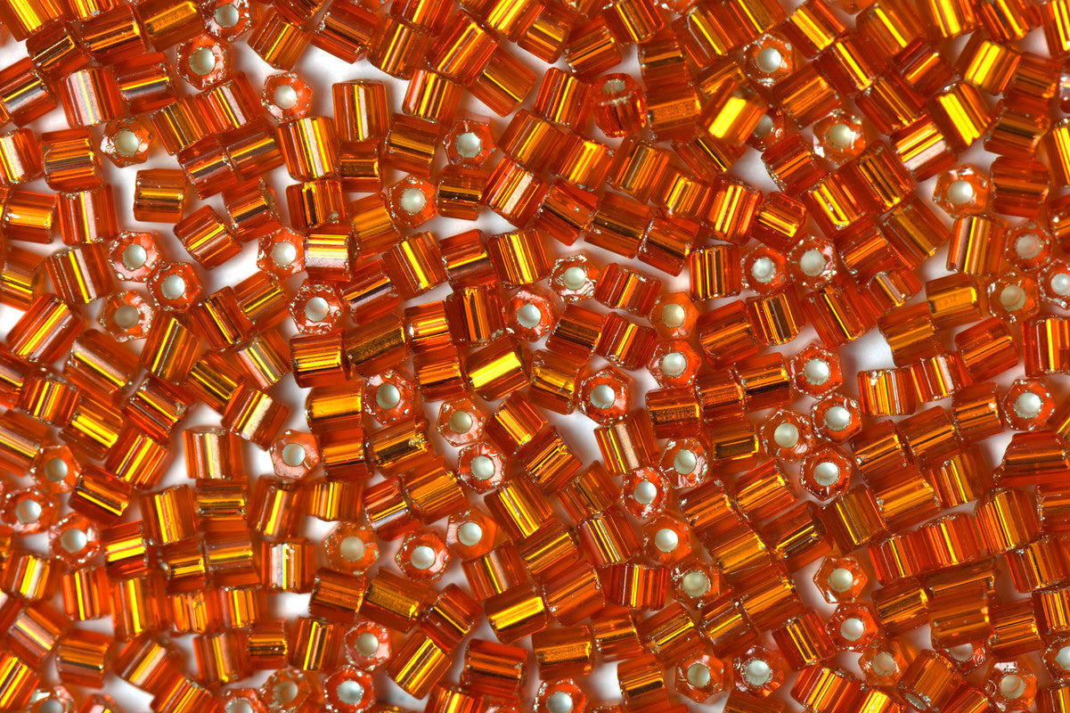 Lava Orange 2 Cut Siverline Preciosa Seeds Beads