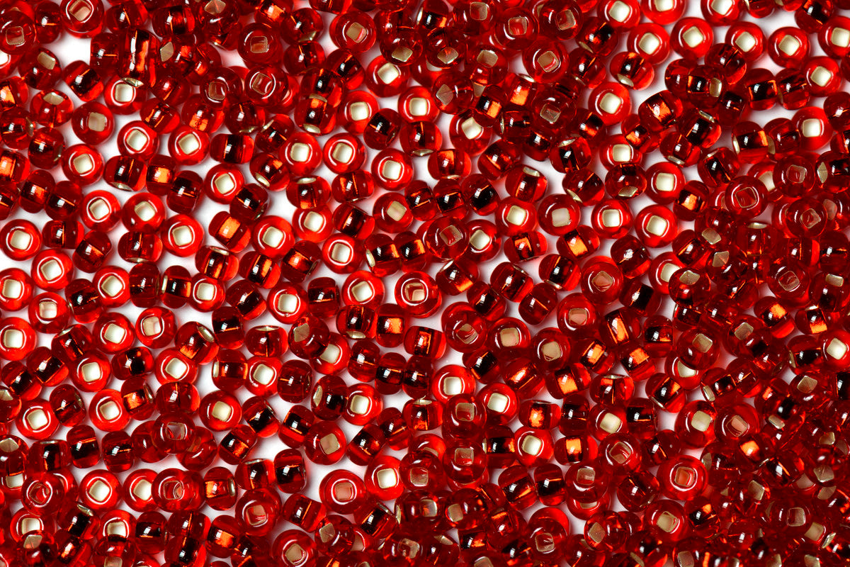 Dark Red Preciosa Silverline Seeds Beads