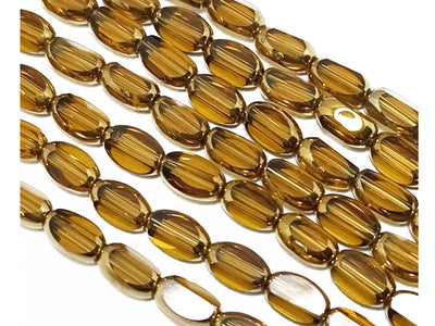 Mustard & Golden Oval Designer Glass Beads