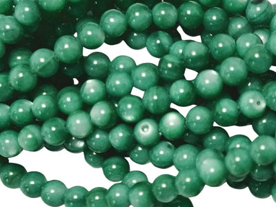 Sea Green Spherical Glossy Mother of Pearl Beads