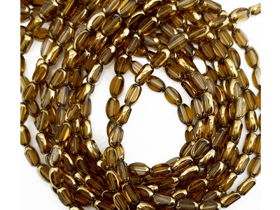 Mustard & Golden Oval Designer Glass Beads