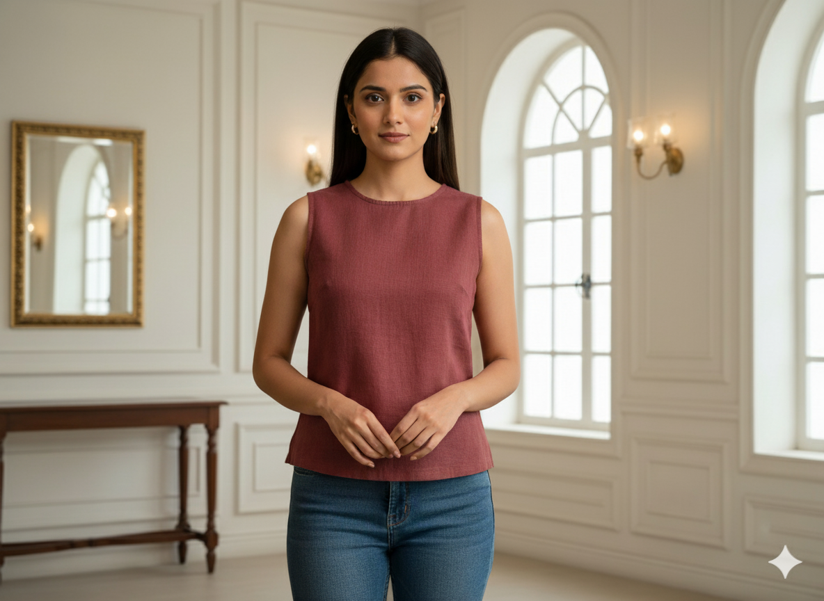 जंग खाए भूरे रंग का सादा चमकीला सूती कपड़ा