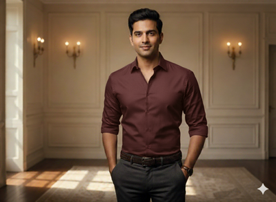 रस्टी ब्राउन प्लेन ग्लेज्ड कॉटन फ़ैब्रिक (थोक)