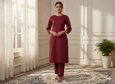 रस्टी ब्राउन प्लेन ग्लेज्ड कॉटन फ़ैब्रिक (थोक)