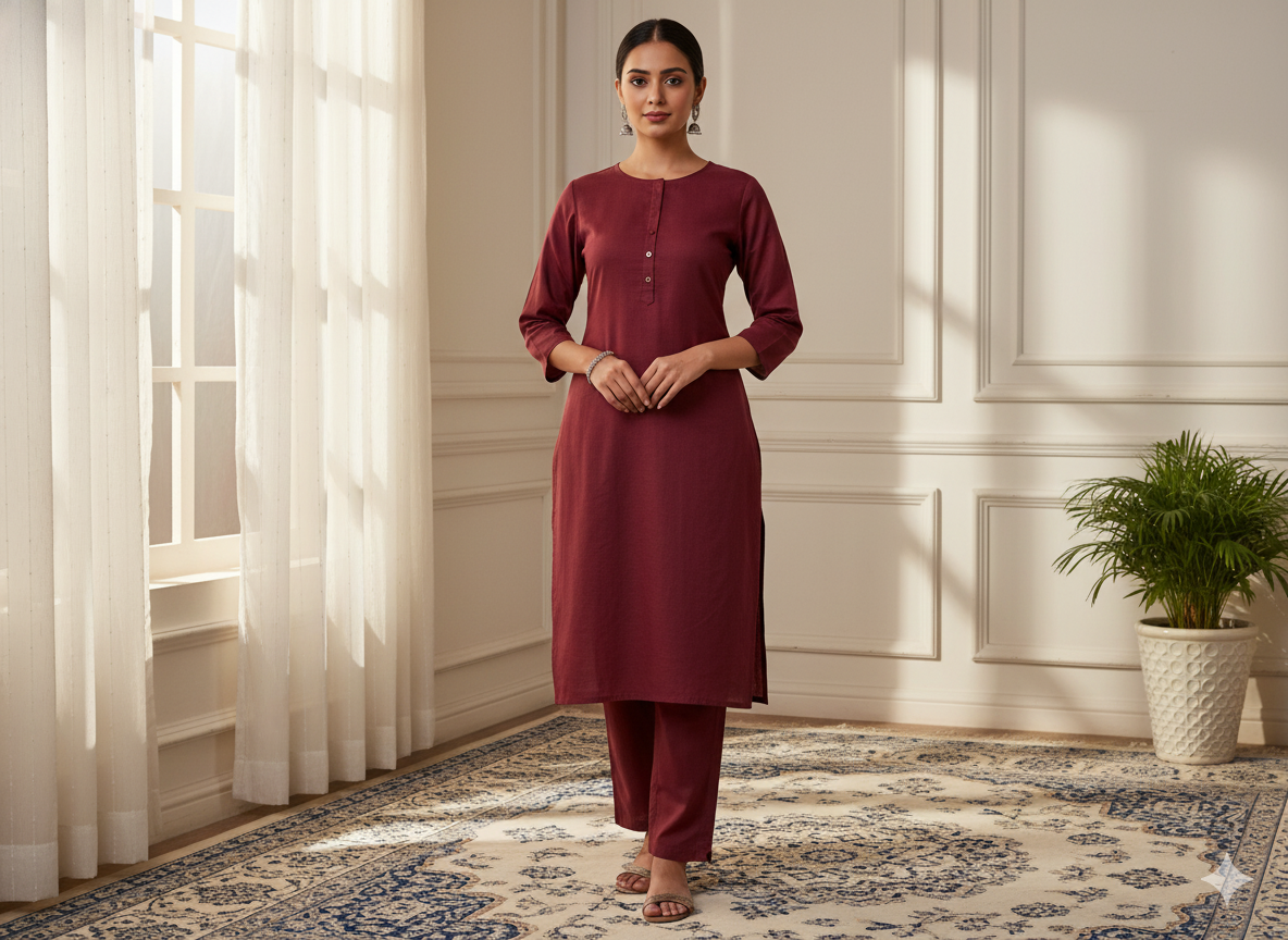 जंग खाए भूरे रंग का सादा चमकीला सूती कपड़ा