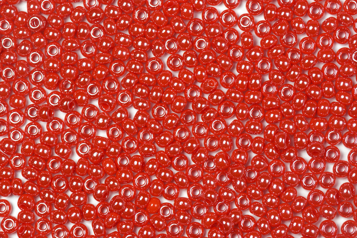 Shiny Red Opaque Preciosa Luster Seed Beads