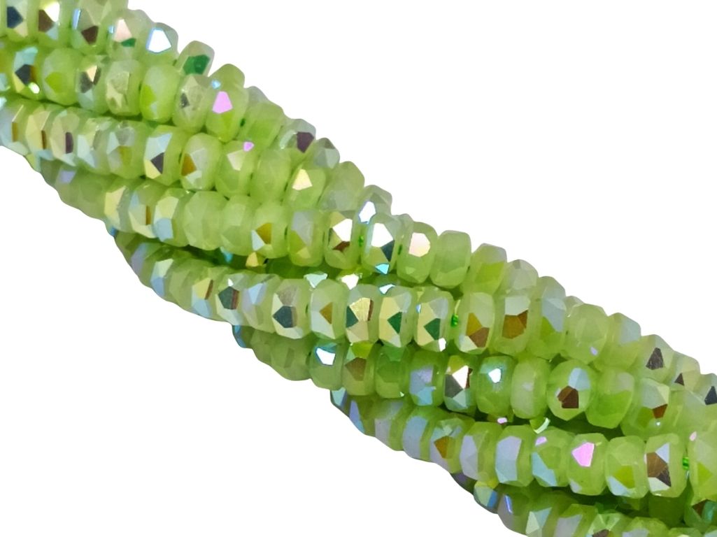 Parrot Green Rainbow New Half Cut Crystal Beads