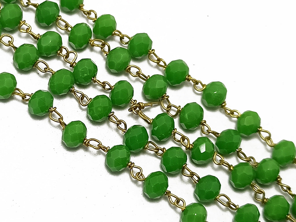 Green Rondelle Glass Beads Chain