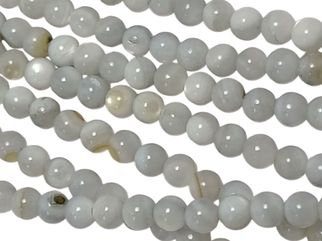 Off White Spherical Glossy Mother of Pearl Beads