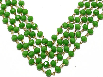 Green Rondelle Glass Beads Chain