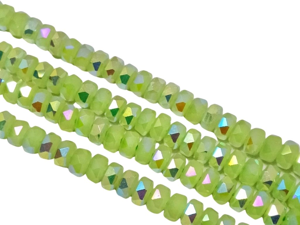 Parrot Green Rainbow New Half Cut Crystal Beads