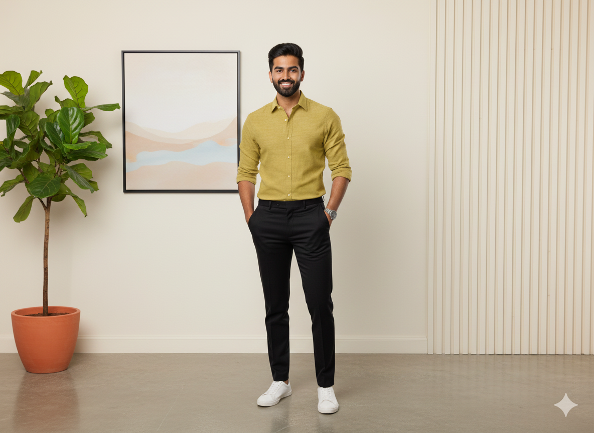 लाइम येलो प्लेन प्रीमियम कॉटन लिनन फ़ैब्रिक