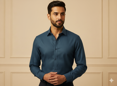 स्प्रूस नीला सादा ग्लेज्ड कॉटन कपड़ा