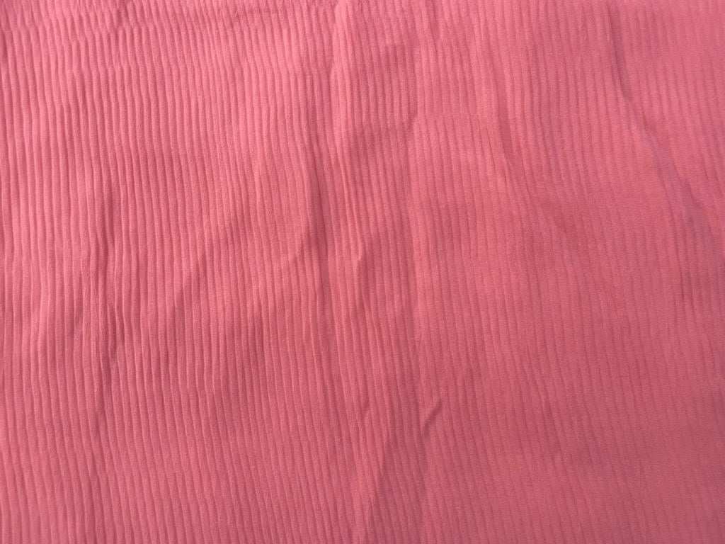 Pink Plain Pleated Georgette Fabric