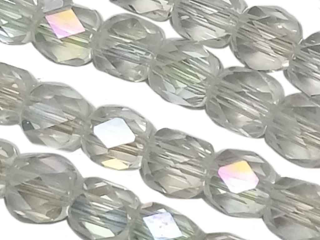 White Drum Shaped Faceted Crystal Beads (Wholesale)