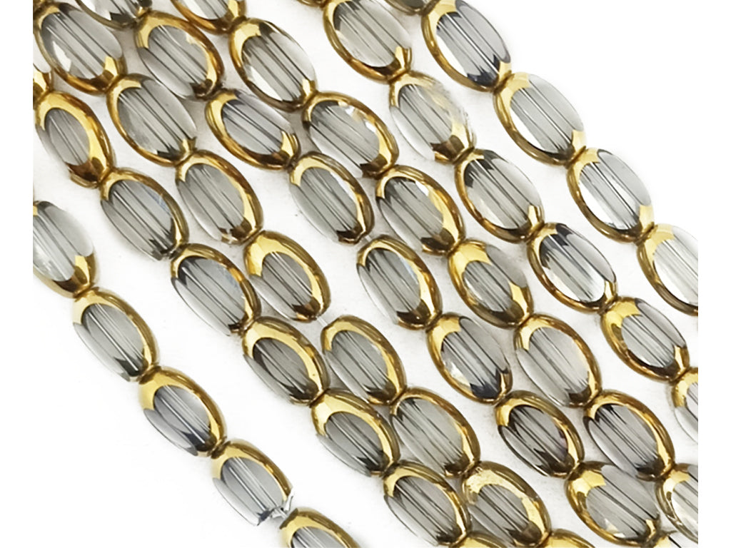 Gray & Golden Oval Designer Glass Beads