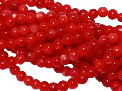 Blood Red Spherical Glossy Mother of Pearl Beads
