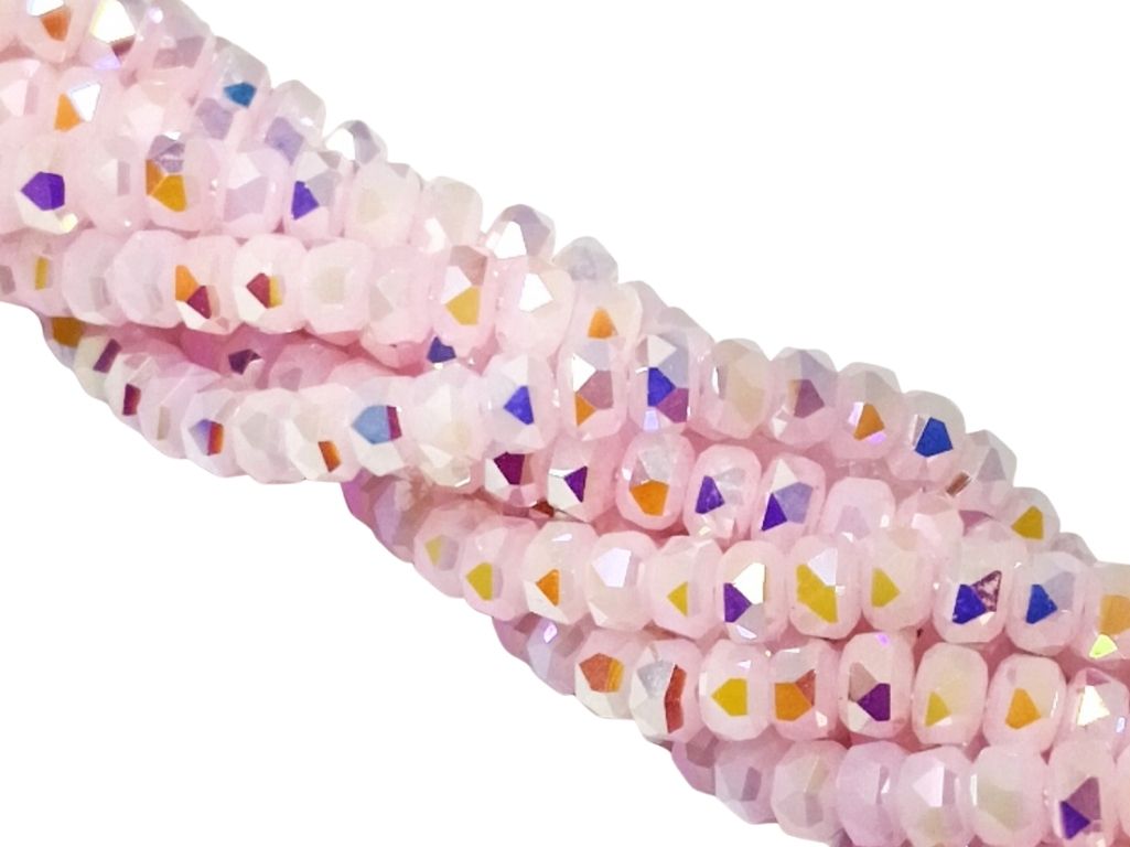 Baby Pink Rainbow New Half Cut Crystal Beads