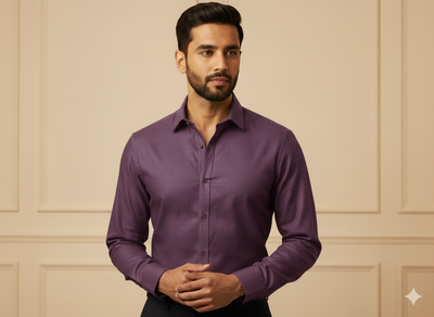 गहरा मैट बैंगनी सादा ग्लेज्ड कॉटन कपड़ा
