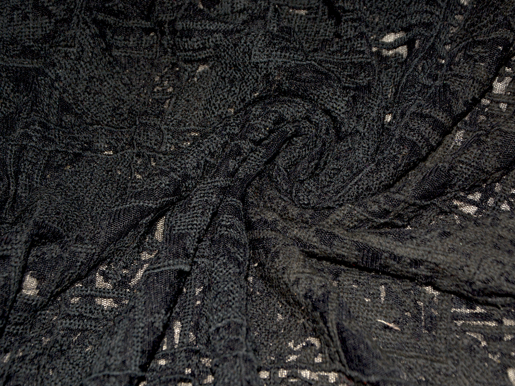 black-embroidered-laser-cutting-nylon-net-fabric