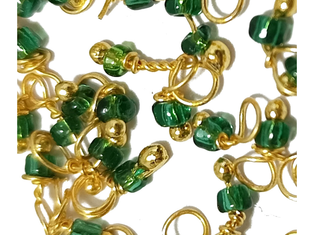 Green & Golden Glass Loreal Beads With Hook