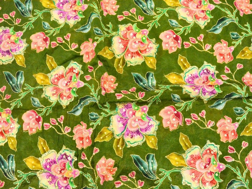 Mehandi Green Pure Viscose Chinon Chifon  With Embroidered Fabric