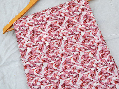 White & Rose Pink Pure Mul Mul Cotton Fabric