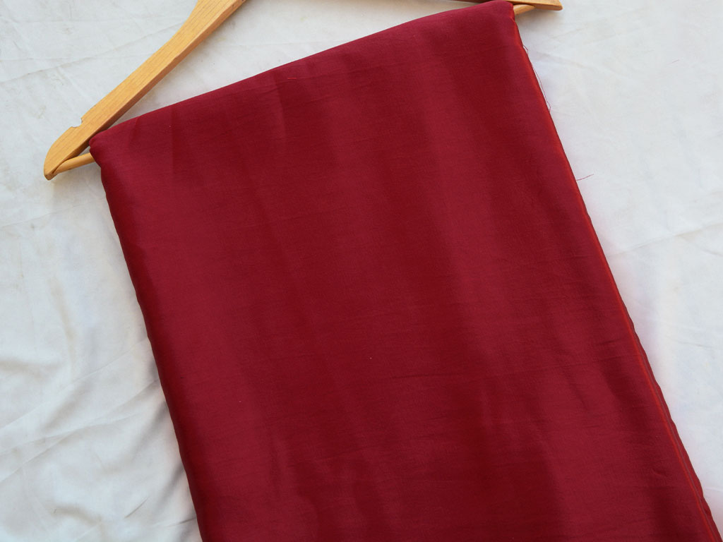 Maroon Plain Pure Viscose Gaji Silk Fabric (Wholesale)