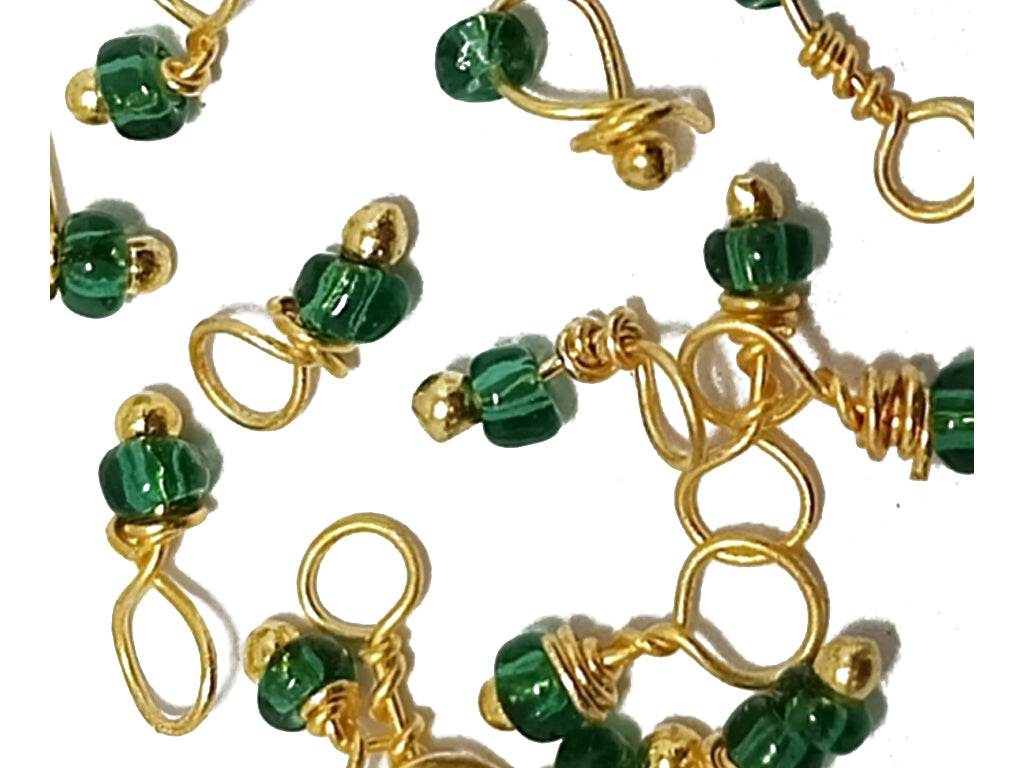 Green & Golden Glass Loreal Beads With Hook