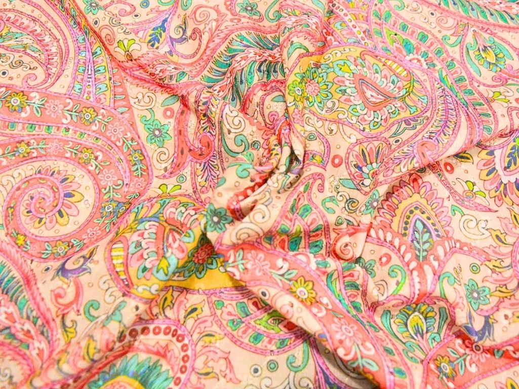 Pastel Pink 100 % Pure Cotton Chikan Embroidered Fabric