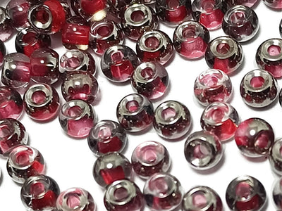 Red Transaparent Metallic Dual Tone Round Rocailles Glass Seed Beads