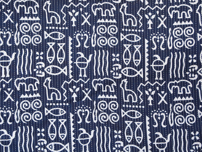 Blue Traditional Pure Cotton Kantha Fabric