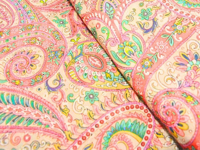 Pastel Pink 100 % Pure Cotton Chikan Embroidered Fabric