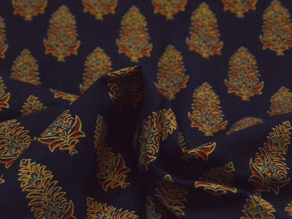 Indigo Ajrakh Pure Cotton Fabric