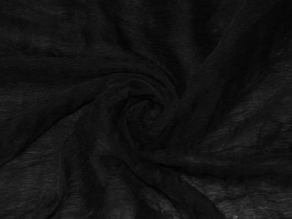 Black Plain Crushed Chiffon Fabric