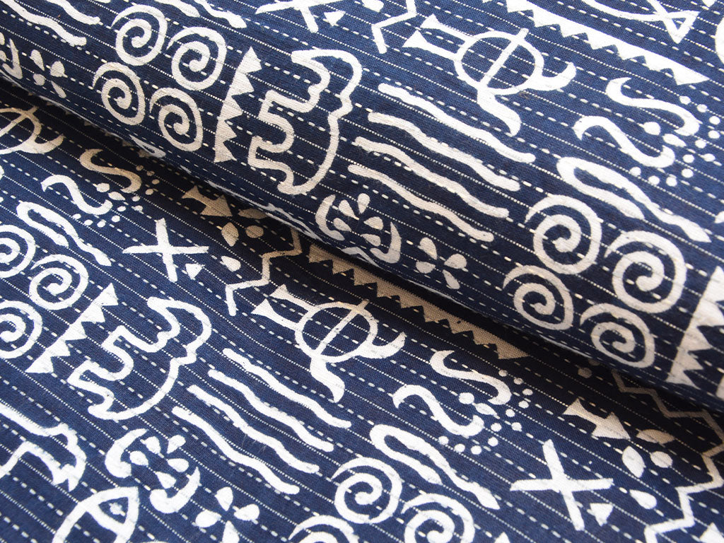 Blue Traditional Pure Cotton Kantha Fabric