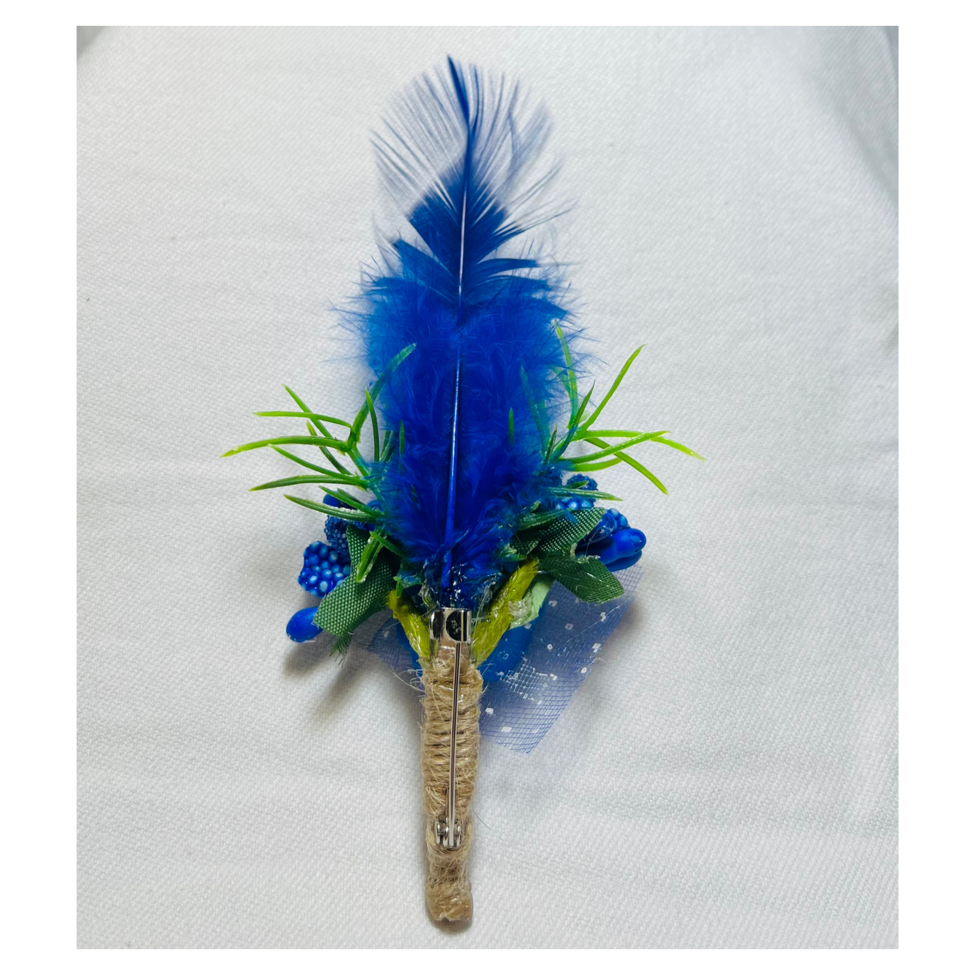 Blue Faux Feather Flower Brooch ( Wholesale )