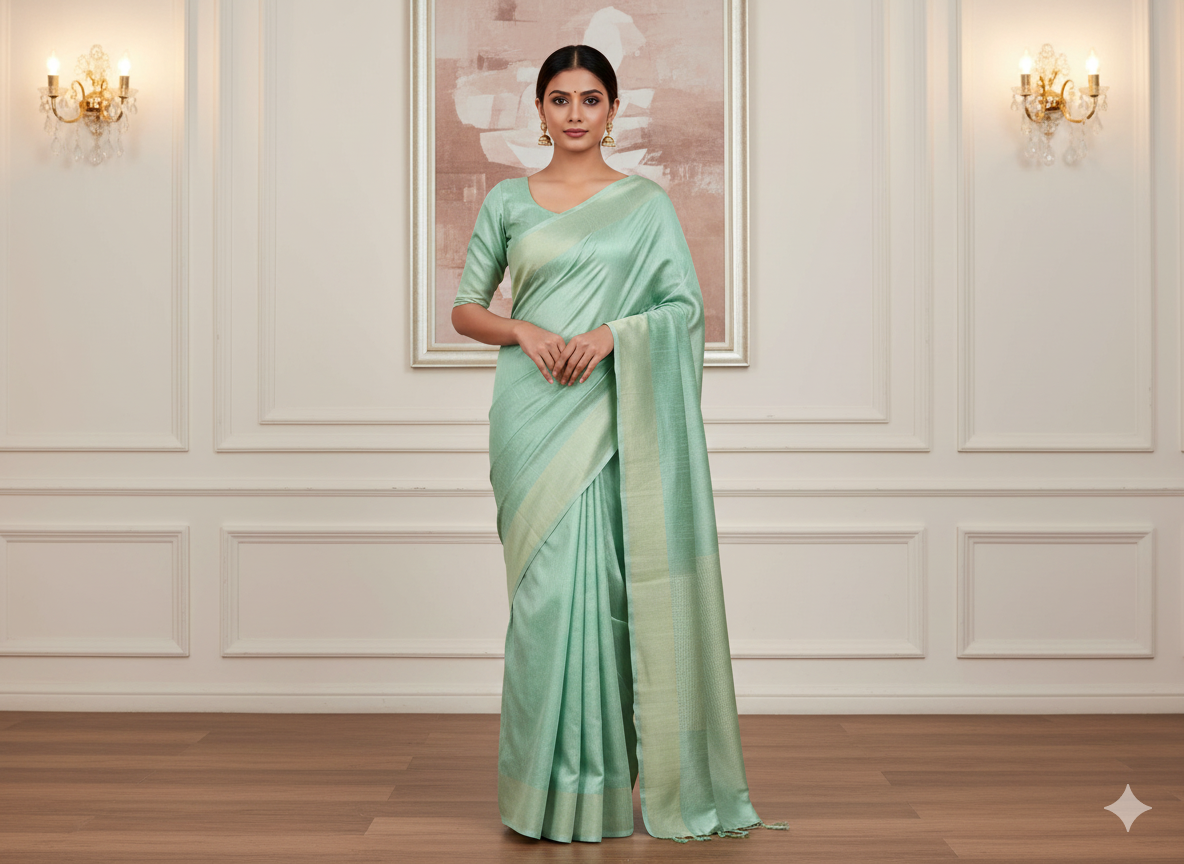 Light Pista Green Plain Bangalore Raw Silk Fabric  (Wholesale)