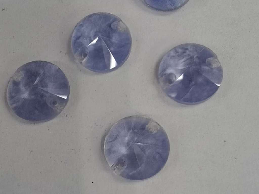 Blue Round 2 Hole Glass Stones