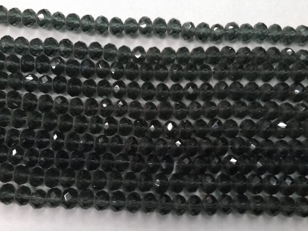 Black Tyre Crystal Glass Beads- 6 mm