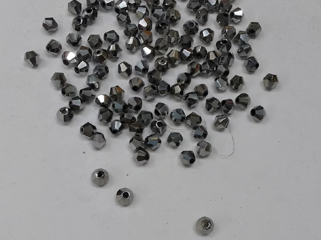 Silver New Cut Crystal Glass Beads- 4 mm