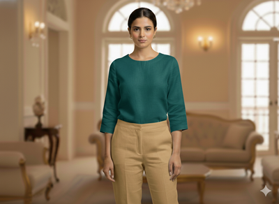 खाकी शुद्ध लिनन 60 ली कपड़ा